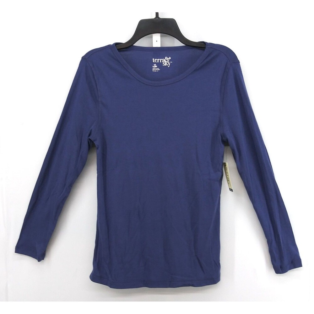Terra & Sky Shirt Women Plus Size 14W Purple Long Sleeve Round Neck Casual Top